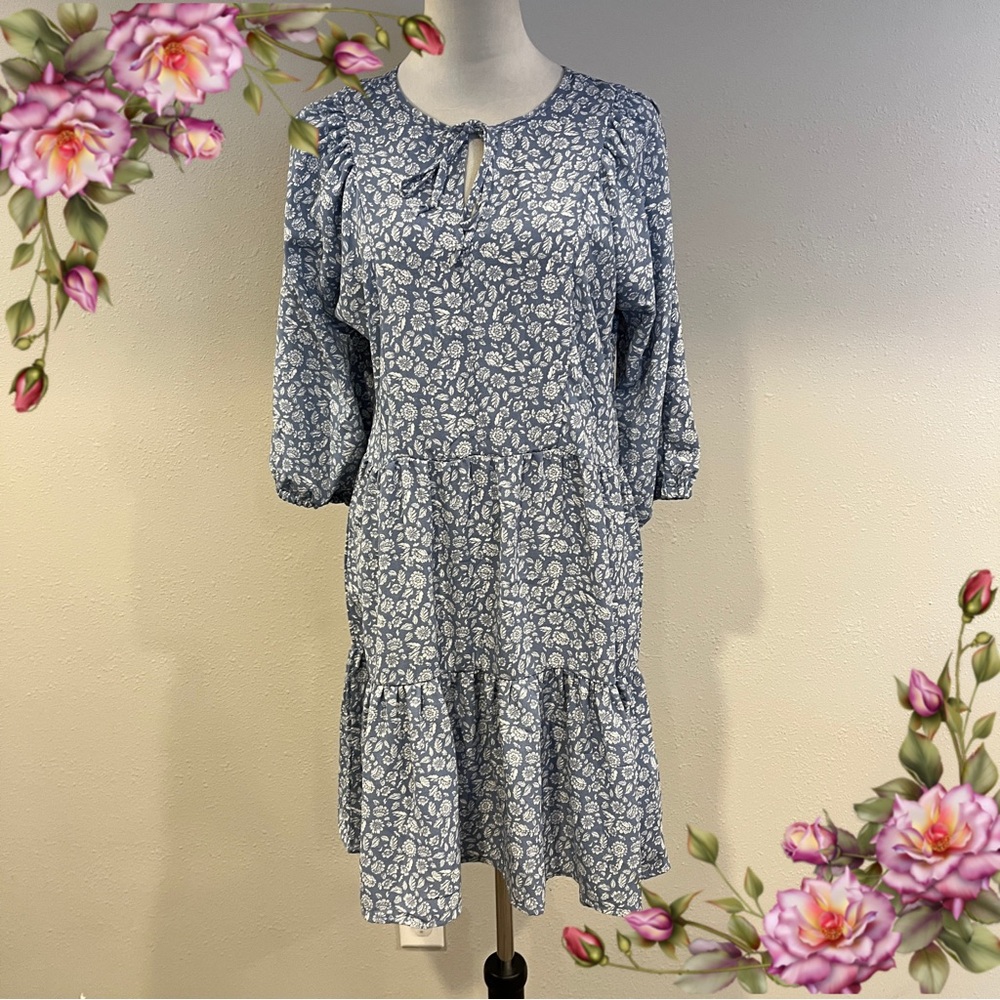 Wallpapher Long sleeve floral mini dress size small
